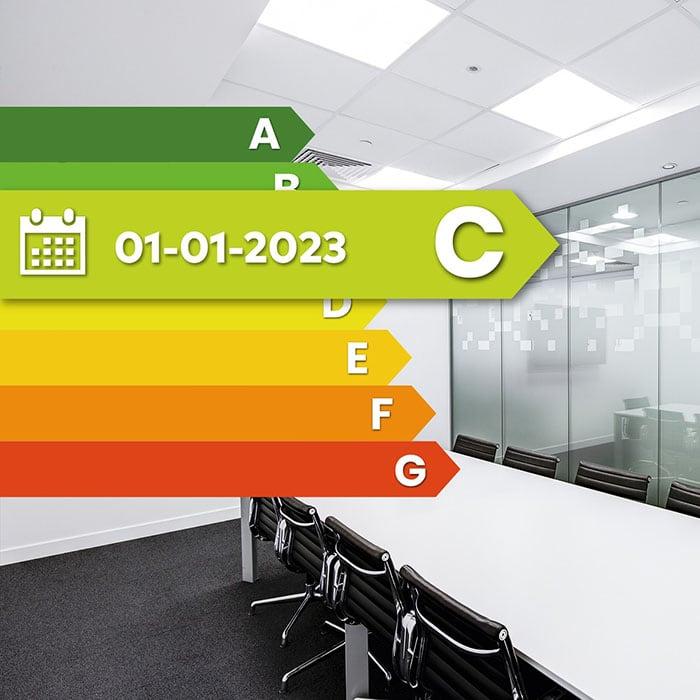 vergaderzaal met energielabel c graphic